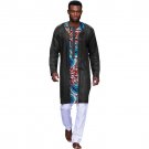 Black cotton and print patchwork african tshirt men dashiki tops customized africa style traditional