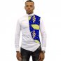 Asymmetrical design men dashiki shirt slim fit male tops fashion silk/wax patchwork ankara t shirt a