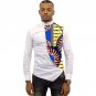 Asymmetrical design men dashiki shirt slim fit male tops fashion silk/wax patchwork ankara t shirt a