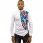 Asymmetrical design men dashiki shirt slim fit male tops fashion silk/wax patchwork ankara t shirt a
