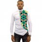 Asymmetrical design men dashiki shirt slim fit male tops fashion silk/wax patchwork ankara t shirt a