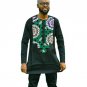 African dashiki brightly colored men t shirt long sleeve print tops print and black cotton fabric pa