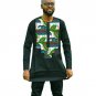 African dashiki brightly colored men t shirt long sleeve print tops print and black cotton fabric pa