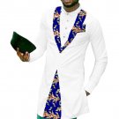 Private custom men fashion tops african tuxedo shirt print and white cotton patchwork dashiki clothe