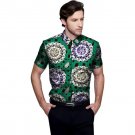 African fashion print mens casual shirt turn-down collar dashiki african clothes for men short sleev
