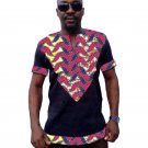 Maxi African Tops Men\'s Wax Print t shirt Fashion Dashiki Shirts Patchwork Tops Kente Tees Customiz