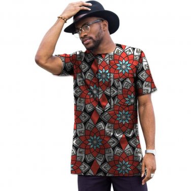 African print tops short sleeve men africa T shirt fashion africa clothing Customized traditional de