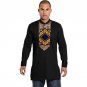 Custom dashiki clothes men t shirt long sleeve african print tops print and black cotton fabric patc