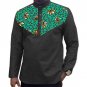 Custom african dashiki clothes men t shirt long sleeve print tops print and black cotton fabric patc