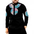 Autumn/Spring Casual Mens Africa Clothing Dashiki Clothes African Print And Black Cotton Fabric Long