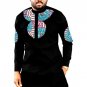 Autumn/Spring Casual Mens Africa Clothing Dashiki Clothes African Print And Black Cotton Fabric Long
