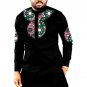 Autumn/Spring Casual Mens Africa Clothing Dashiki Clothes African Print And Black Cotton Fabric Long