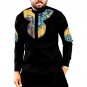 Autumn/Spring Casual Mens Africa Clothing Dashiki Clothes African Print And Black Cotton Fabric Long