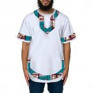 African Tops Summer Fashion Mens Dashiki Clothes Print And White Short Sleeve Man T shirt O-neck Afr