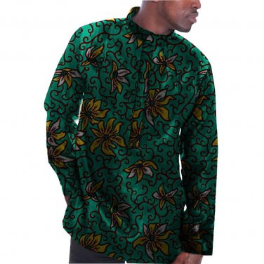 Casual african clothes customized print t shirts men africa clothing long sleeve tops patchwork dash