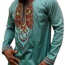 YLnini Men\'s African Bright Dashiki Tribal Floral Shirt