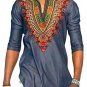 YLnini Men\'s African Bright Dashiki Tribal Floral Shirt