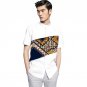 Fashion African Mens Tops Dashiki Clothes African White cotton+Print Patchwork Short Sleeve Man Afri