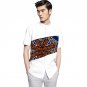 Fashion African Mens Tops Dashiki Clothes African White cotton+Print Patchwork Short Sleeve Man Afri