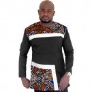 African clothes customized print t shirts men africa clothing summer long sleeve tops patchwork dash