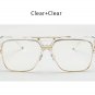 Vintage Men Sunglasses Luxury Brand Designer Male Flat Top Big Square Frame Mirror Sun Glasses Women