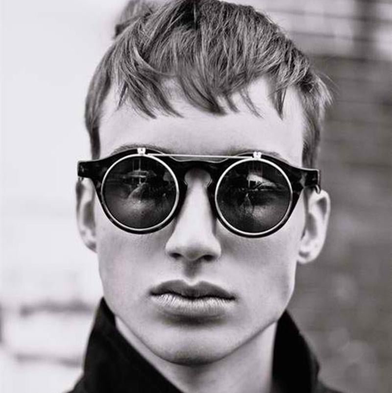 JackJad 2017 Fashion Vintage Round Retro SteamPunk Sunglasses Classic Double Layer Clamshell Design