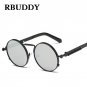 RBUDDY Steampunk Sunglasses Round Gold Frame for Men Metal Small Gothic Sunglasses Shades Brand Desi