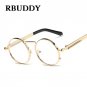 RBUDDY Steampunk Sunglasses Round Gold Frame for Men Metal Small Gothic Sunglasses Shades Brand Desi