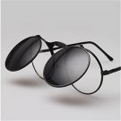 UVLAIK Steam Punk Sunglasses Round Designer Plain Mirror Metal Frames Sun Glasses Retro Men Women\'s