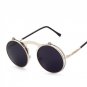 UVLAIK Steam Punk Sunglasses Round Designer Plain Mirror Metal Frames Sun Glasses Retro Men Women\'s