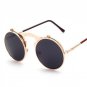 UVLAIK Steam Punk Sunglasses Round Designer Plain Mirror Metal Frames Sun Glasses Retro Men Women\'s