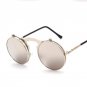 UVLAIK Steam Punk Sunglasses Round Designer Plain Mirror Metal Frames Sun Glasses Retro Men Women\'s