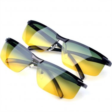 Polarized Sunglasses Night Vision Goggles Men\'s Car Driving Glasses Anti-glare Alloy Driver Sun Gla