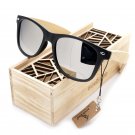 BOBO BIRD Mens Summer Style Vintage Black Square Sunglasses With Bamboo Mirrored Polarized Travel Ey