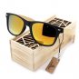 BOBO BIRD Mens Summer Style Vintage Black Square Sunglasses With Bamboo Mirrored Polarized Travel Ey