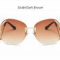 New Oversized Round Rimless Sunglasses Women Fashion Optics Big Metal Frame Sun glasses Elegant Fema