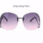 New Oversized Round Rimless Sunglasses Women Fashion Optics Big Metal Frame Sun glasses Elegant Fema
