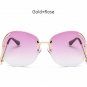 New Oversized Round Rimless Sunglasses Women Fashion Optics Big Metal Frame Sun glasses Elegant Fema