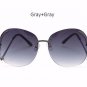 New Oversized Round Rimless Sunglasses Women Fashion Optics Big Metal Frame Sun glasses Elegant Fema