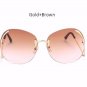 New Oversized Round Rimless Sunglasses Women Fashion Optics Big Metal Frame Sun glasses Elegant Fema