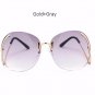 New Oversized Round Rimless Sunglasses Women Fashion Optics Big Metal Frame Sun glasses Elegant Fema