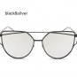 New Cat Eye Sunglasses Women Vintage Fashion Rose Gold Mirror Clear Sun Glasses Unique Flat Sunglass