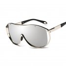 Steampunk Shield Oversize Sunglasses Men Women Celebrity Big Metal Frame Sun Glasses UV400