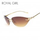 ROYAL GIRL Rimless Cat Eye Sunglasses Women Fashion Glasses Women Brand Designer Goggles Sun Glasses