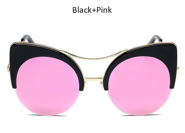 Vintage Cat Eye Sunglasses Women Brand Designer Mirror Retro Circle Sun