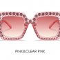 Fashion Rhinestone Inlay Oversized Square Sunglasses Women Elegant Brand Designer Big Mirror Sun Gla
