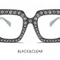 Fashion Rhinestone Inlay Oversized Square Sunglasses Women Elegant Brand Designer Big Mirror Sun Gla
