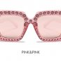 Fashion Rhinestone Inlay Oversized Square Sunglasses Women Elegant Brand Designer Big Mirror Sun Gla