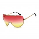 Retro Inspired Gradient Sunglasses Women One Piece Lens Oversize Shield Metal Half Frame Optical Eye