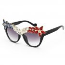 ROYAL GIRL Women Cat Eye Sunglasses Vintage Brand Designer Crystal Diamond Oversize Frame Glasses SS